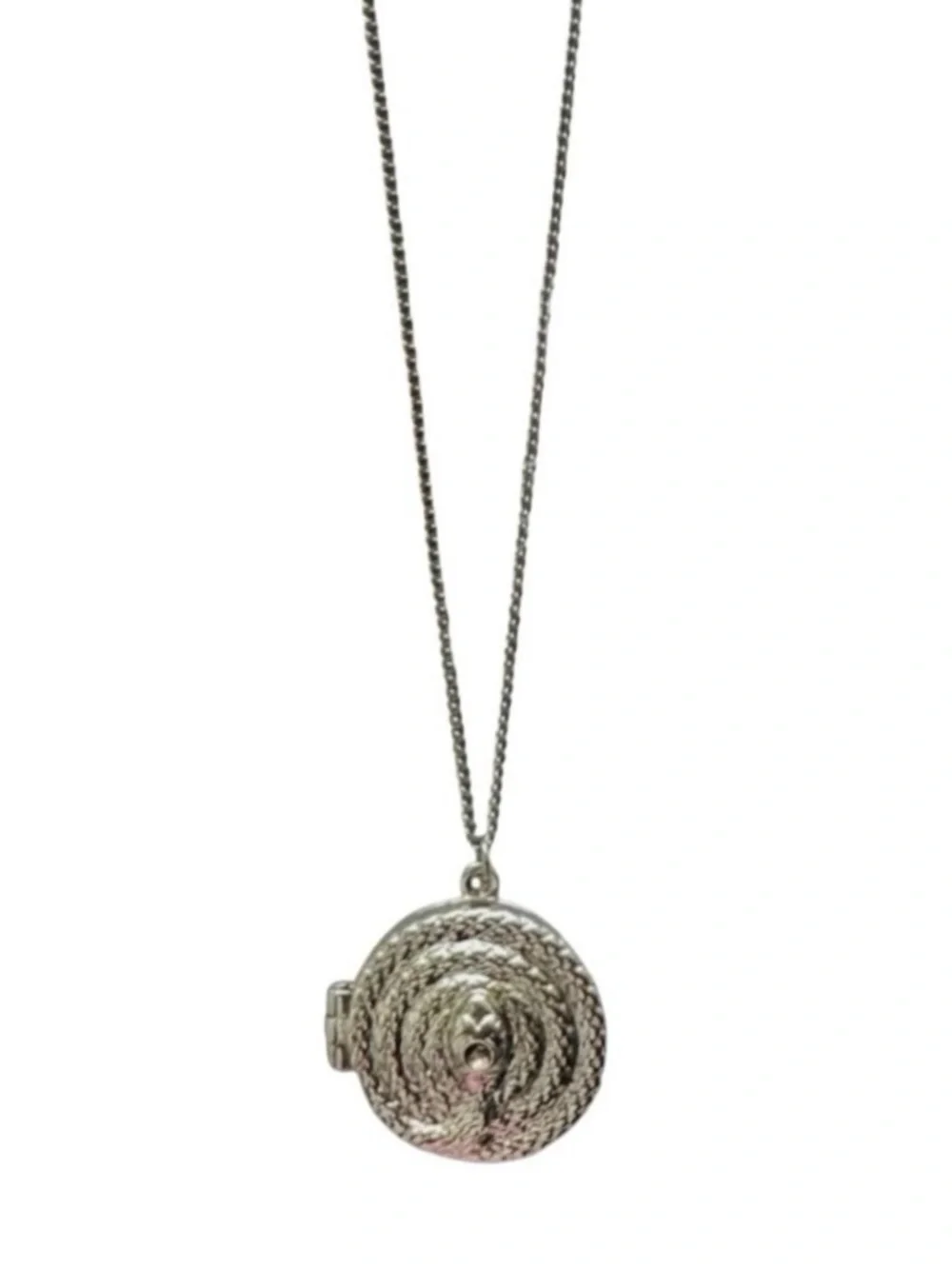 NEW Bebe Silver Round Snake Charm Locket Necklace